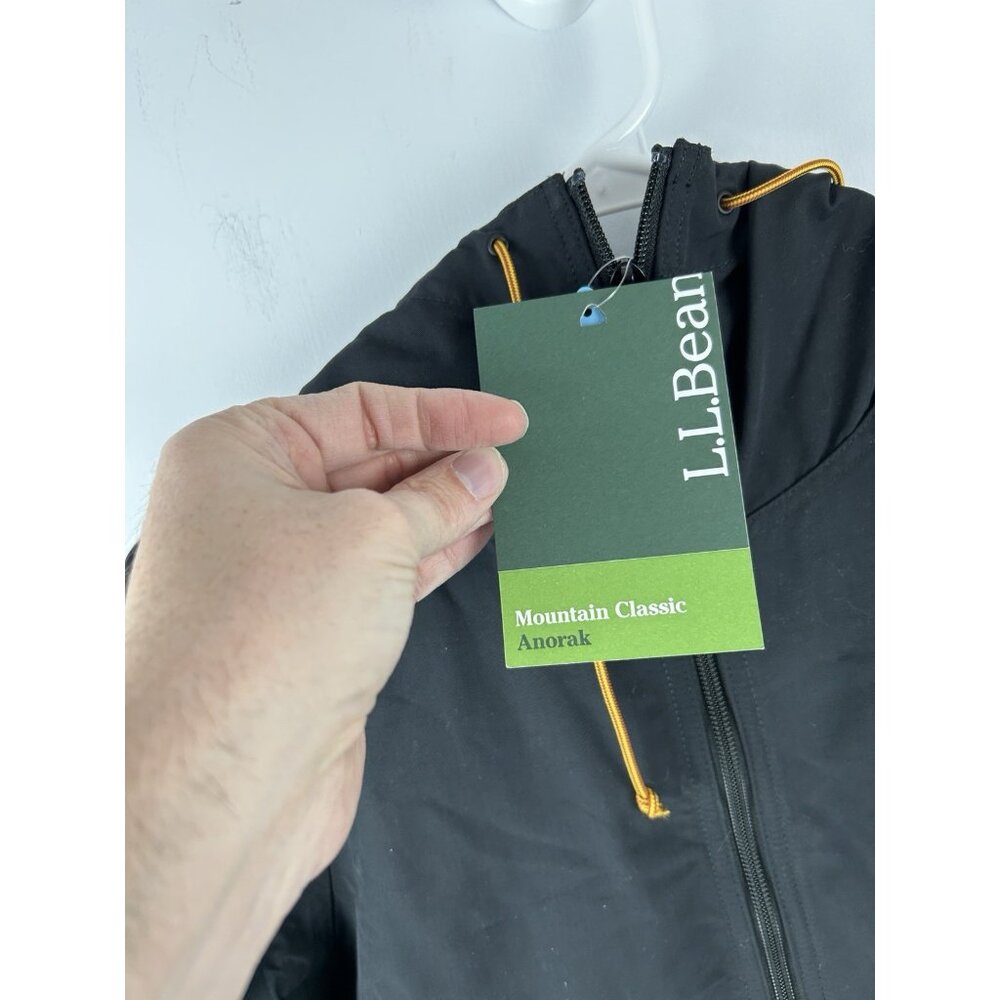 LL Bean Mountain Classic Anorak Jacket Mens S Black Hooded Coat WB Mason Logo - Picture 6 of 10